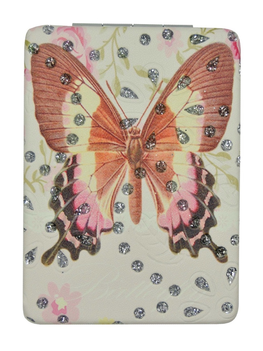 Rectangular Butterfly-Patterned Compact Mirror (1 mirror) - Picture 4 of 7
